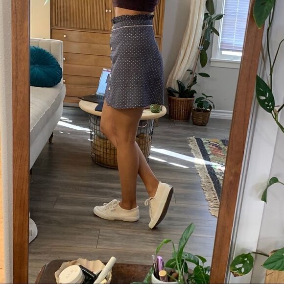 Topshop Button Front Blue & White A Line Skirt - Picture 5 of 6